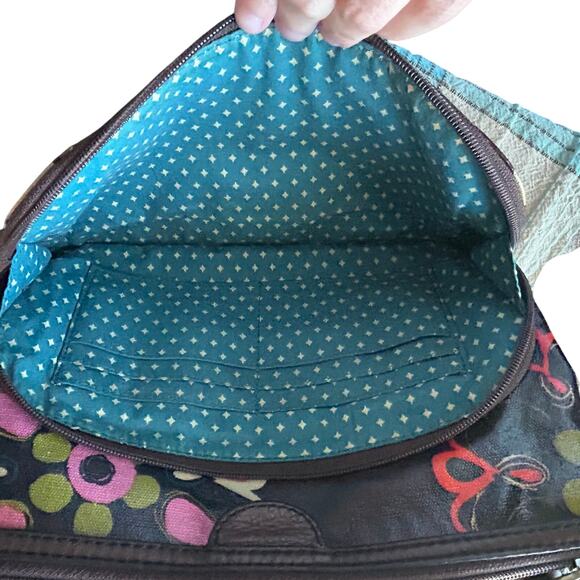 Fossil key-per coated canvas floral crossbody purse bag colorful - Picture 4 of 6